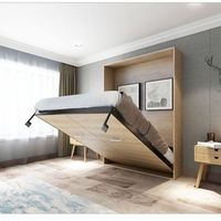 Maßgefertigtes Murphy-Bett mit Kleiderschrank & Bücherregal Modulares Multifunktionales Modernes Design Klappbares Verstecktes Wandbett für Kleine Wohnungen
