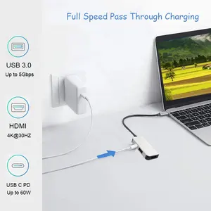 3 in 1 USB C-Anschluss an PD USB 3.0 HDMI Typ C Hub-Adapter Laptop-Docking station