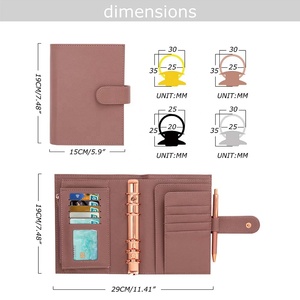 Portefeuille-classeur A6 en cuir litchi souple Yihe, best-seller <span class=keywords><strong>e</strong></span>-commerce, avec 6 anneaux de 30 mm, pochettes pour gestion budgétaire et espèces - Product Image 4