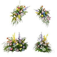Premium bulk decoratieve bruiloft bloemenarrangementen met realistische, groene, blauwe bloemen voor de achtertuin.