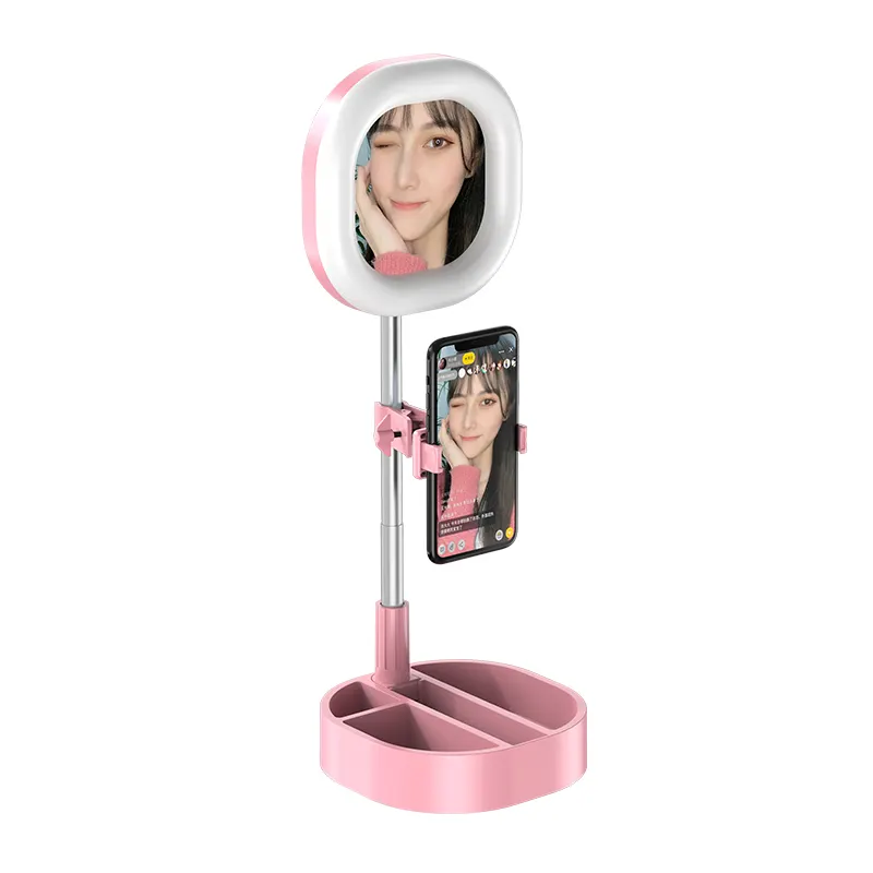 6 inch( Y3 )LED Selfie Ring Light with Cell Phone Holder &Mirror for Live Stream/Makeup, LED Camera Ringlight for YouTube Video