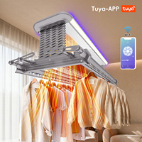 Séchoir à linge LED pliable intelligent pour plafond avec chauffage, séchage rapide, élimination des acariens UV et protection contre les surcharges pour la maison éco-responsable