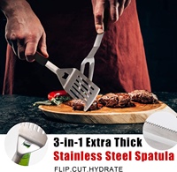Accessoires professionnels de camping personnalisés pour barbecue en acier inoxydable, ensemble d'outils pour barbecue avec poignée souple en TPR