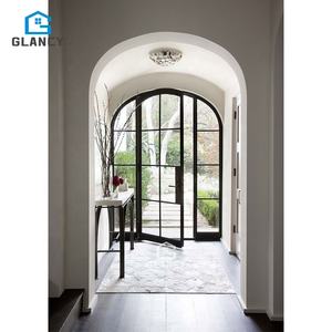 Arche de style français avec porte d'entrée en verre Nouveau design Porte en fer Porte d'entrée en fer en acier avec grille en acier inoxydable - Product Image 1