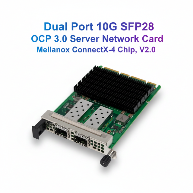 Dual Port 10G SFP28 OCP 3.0 Internal Server Network Card Mellanox Connect X-4 Chip 10Gbps Wired Ethernet Adapter in Stock
