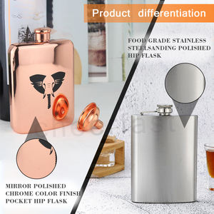 กระติกน้ำสะโพกขัดเงากระจกสีเงิน6ออนซ์,กระติกน้ำพร้อมฝาปิดและถาดแบบกำหนดเองปริมาณสั่งซื้อขั้นต่ำน้อย - Product Image 4