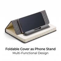 Carnet de planification d'affaires 2027 avec support de téléphone intégré, couverture multifonction en cuir PU de qualité supérieure, logo personnalisé OEM, vente en gros
