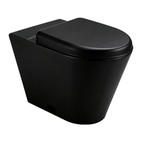 WC monobloc en acier inoxydable avec revêtement en poudre noir mat Kuge, à poser au sol, pour hôtel de luxe, salle de bain commerciale