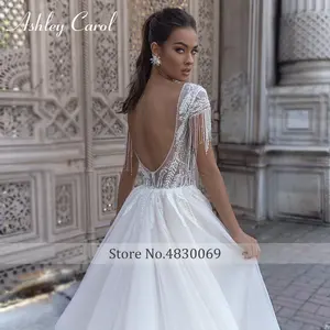 Ashley <span class=keywords><strong>Carol</strong></span> 2 en 1 vestido de novia tren desmontable sirena vestido de encaje rebordear borla Hada novia Vestidos De Novia - Product Image 2