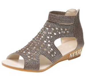 Sandalias de moda chinas para mujer, con cremallera y pedrería, estilo romano, para verano, playa, con correa al tobillo, para exteriores - Product Image 6