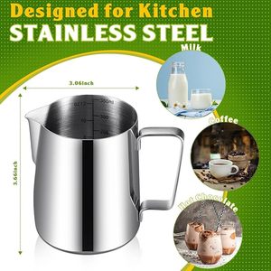 Brocca per Montare il Latte da 350ML, Brocca per Schiumare il Latte in Acciaio Inox, Tazza per Schiumare il Latte per <span class=keywords><strong>Espresso</strong></span> e Latte Art - Product Image 2