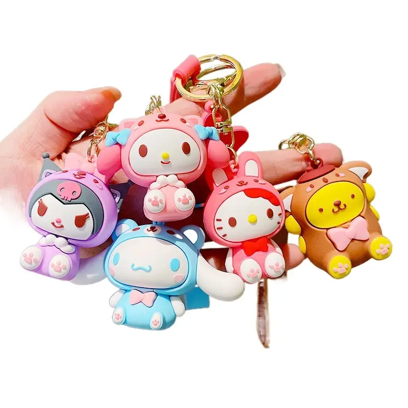 HECION Kawaii Sakura Schlüssel bund Sanrio Süße Super Star Melody Cinna moroll Pompon Purin Anime Cartoon Schlüssel anhänger