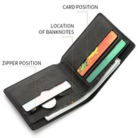 Dompet Kulit PU Sederhana Pria Motif Laba-laba, Dompet Tipis dengan Kantong Koin Ber-resleting, Banyak Slot Kartu Kredit, Hadiah Khusus