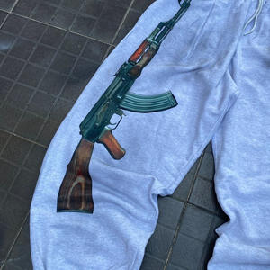 <span class=keywords><strong>Pantaloni</strong></span> Jogger Larghi da Uomo in Cotone 500gsm Stile Coreano con Motivo e Coulisse in Vita - Streetwear - Product Image 3