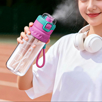 Gourde en plastique Tritan avec paille pour enfants, bouteille de sport d'été, gourde pulvérisatrice en plastique pour le cyclisme