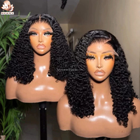 Perruque frontale en dentelle HD 250% bouclée Pixie Birmane, cheveux humains bruts indiens originaux, perruques en dentelle HD bouclées crépues, sans colle