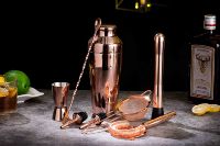 Kit de barman 10 pièces ensemble d'outils de barre ensemble de shaker à cocktail Martini avec support en bois de bambou élégant