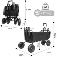 Chariot de plage pliable à plateforme robuste en acier, remorque de pêche pour les courses en extérieur