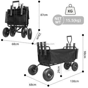 Carrito de Playa Resistente, Carrito de Pesca Plegable con Gran Cesta de Carga y 6 Soportes para Cañas, Carrito Plegable para Exteriores - Product Image 4