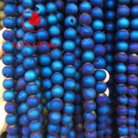 Perles de pierres précieuses rondes en agate drusy métallique en gros pour la fabrication de bijoux