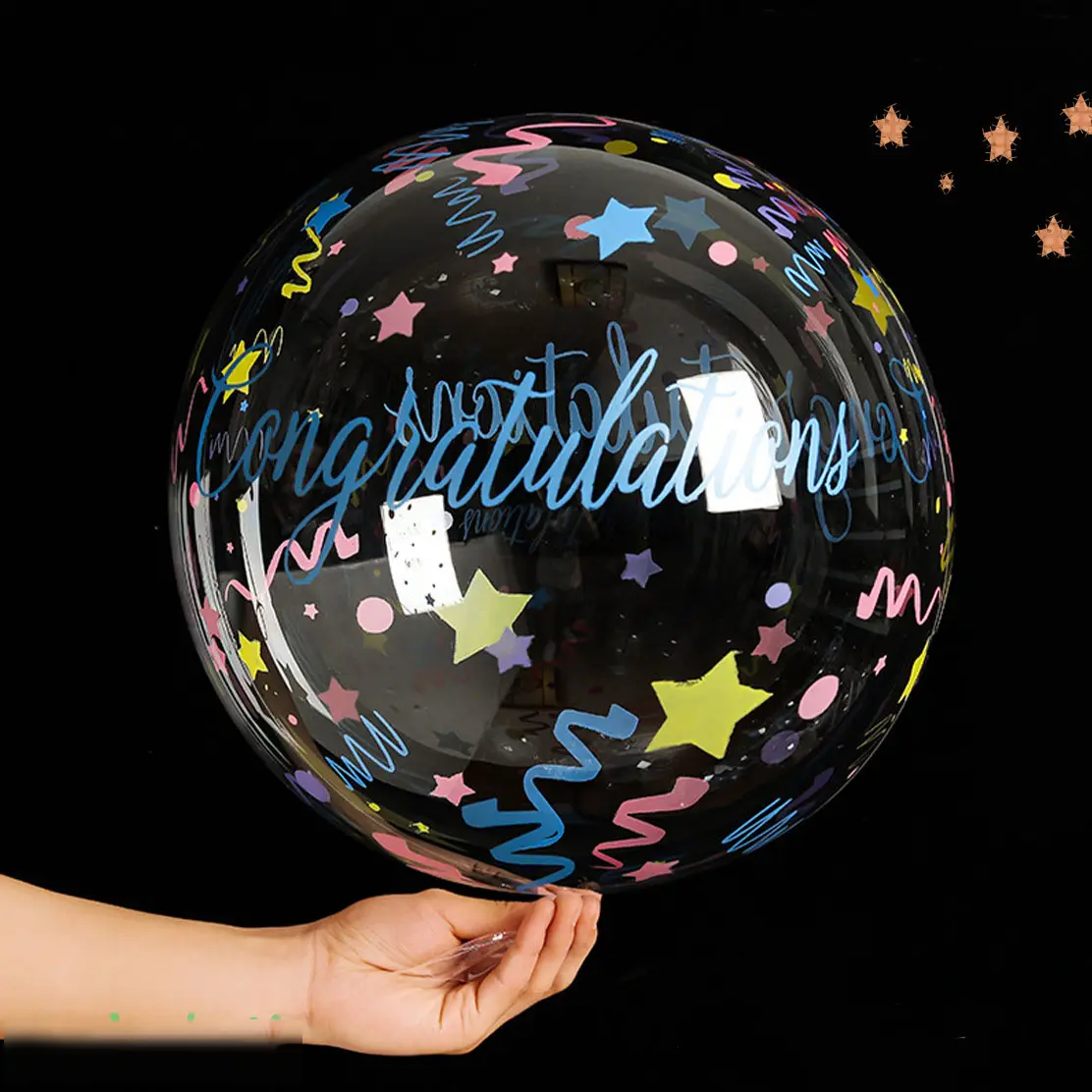 बोबो गुब्बारा पारदर्शी पांच उठाई सितारा बोबो गेंद पारदर्शी प्रकाश डाला मुद्रण बोबो स्टार