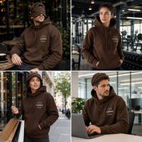 Felpe Oversize Personalizzate 400-420g Marroni con Maschera per Occhi Integrata, Modalità Aereo, Abbigliamento da Viaggio di Alta Qualità
