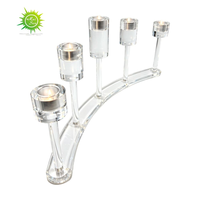 Candélabre en acrylique transparent courbé à 5 bras, porte-bougie de table, centre de table pour mariage, fête, décoration de la maison