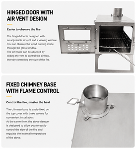 Estufa Portátil de Titanio para Leña con Chimenea para Acampar al Aire Libre y Calentar Tiendas de Campaña - Product Image 5