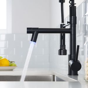 Robinet de cuisine monocommande DB avec douchette extractible et rotative, en acier inoxydable noir brossé, à poser sur comptoir, style contemporain - Product Image 5
