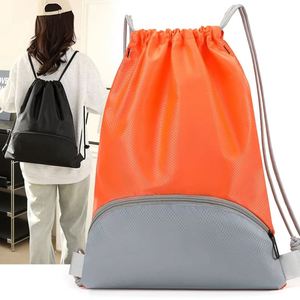 Sac à dos de sport personnalisé avec logo, cordon de serrage, imperméable, en tissu Oxford, fermeture éclair tendance, portable, en polyester, promotionnel - Product Image 2