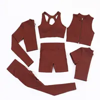 6 pcs zipper fitness & yoga wear set donna sportswear suit lady's workout gym wear abbigliamento sportivo per ragazze set di abbigliamento attivo
