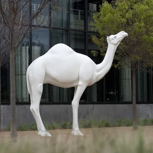 Life Size Popular White Marble Camel Statue for Home Decoration