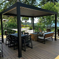 Pergola complète de luxe motorisée avec télécommande, en aluminium, toit à lames orientables, imperméable, pare-soleil durable
