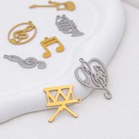 Breloques musicales personnalisées en acier inoxydable plaqué or 18 carats, assortiment de pendentifs guitare et clé de sol, fournitures de fabrication de bijoux DIY