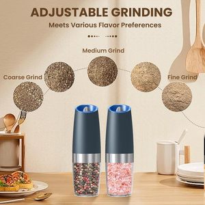 Molinillos de sal y pimienta alimentados por batería con rugosidad ajustable y molinillo de sal y pimienta eléctrico de gravedad con luz LED - Product Image 5