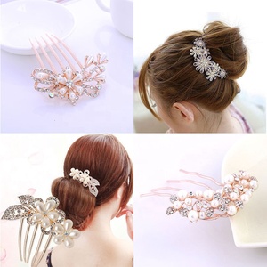 Pince à cheveux en strass avec perles pour <span class=keywords><strong>mariée</strong></span>, épingle à cheveux, accessoires capillaires, de mariage, peigne pour <span class=keywords><strong>chignon</strong></span> - Product Image 6