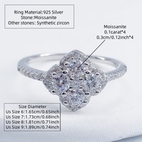 Bague en argent sterling S925 avec moissanite de 0,4 carat, design trèfle à quatre feuilles, bijoux en argent pur