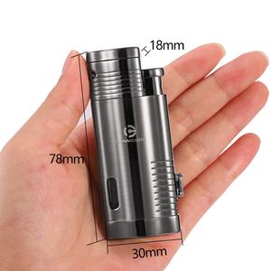 HANNICOOK Allume-cigare en métal à flamme triple jet avec perforateur Cutter Torche rechargeable coupe-vent au butane pour cigarette - Product Image 3