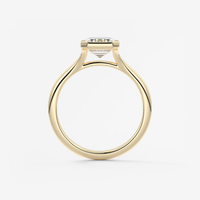 1 Karat Zümrüt Kesim Bezel Yarımlı Saplı Tektaş Laboratuvar Üretimi Elmas Nişan Yüzüğü 10K/14K/18K Som Altın IGI Sertifikalı CVD/HPHT