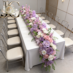 JC Wholesale Chemin <span class=keywords><strong>de</strong></span> table floral artificiel en soie, faible MOQ, pour mariage, achat en gros - Product Image 1