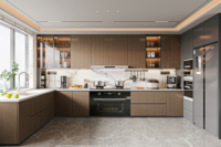Meubles de cuisine modulaires Lesso Home avec matériaux en verre et marbre, accessoires pour évier et robinet, charnières - Design moderne et élégant