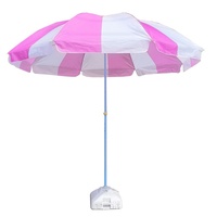 Payung Pantai Besar Multi-Warna dengan Batang Besi Kain Oxford Warna-Warni Pink-Putih yang Dapat Disesuaikan untuk Luar Ruangan