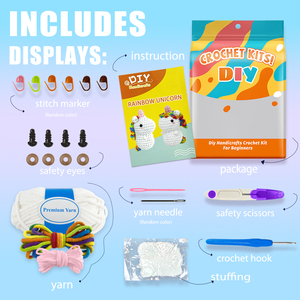 Kit de crochet <span class=keywords><strong>licorne</strong></span> personnalisé pour débutants avec tutoriel vidéo – Apprenez facilement à crocheter – Kits de loisirs créatifs pour débutants – Poupée - Product Image 5