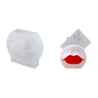 Cetakan kerajinan ornamen lilin vas bunga DIY silikon bentuk bibir seksi mengkilap 3D