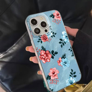 Cover per Cellulare Creativa con Stampa di Rose Azzurre e Motivo Glaciale IMD per <span class=keywords><strong>iPhone</strong></span> 11 12 <span class=keywords><strong>13</strong></span> 14 15 16 17 Pro Max - Product Image 1