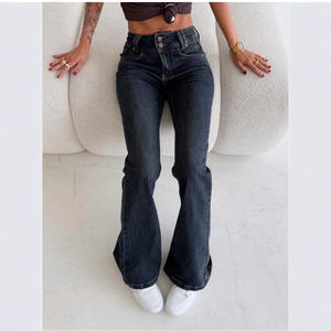 جينز جديد بقصة واسعة للنساء بنطال جينز غير رسمي من الدنيم متوسط الخصر فضفاض مناسب للخريف من قطعة واحدة OZON/WB للبيع بالتجزئة - Product Image 3