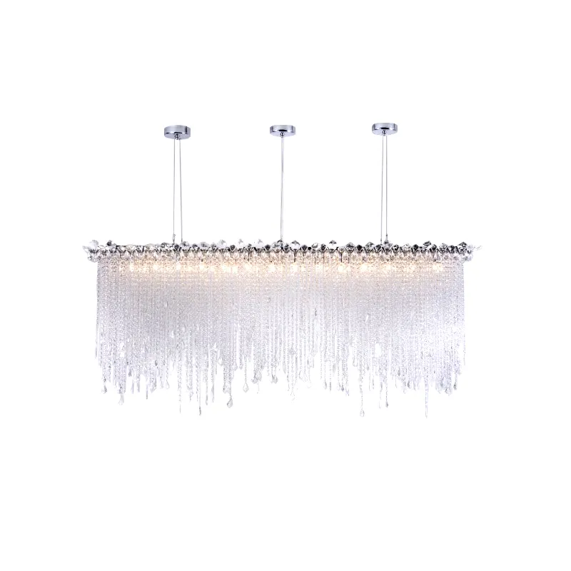 Luxury Rectangular Crystal Raindrop Dining Table Hanging Lights Home Lighting Dining Room Island Chandelier & Pendant Lights