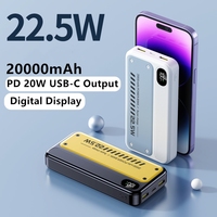 Banque d'alimentation portable avec écran LED 20000mah PD 22.5W Super charge rapide Sortie USB-C Banques d'alimentation