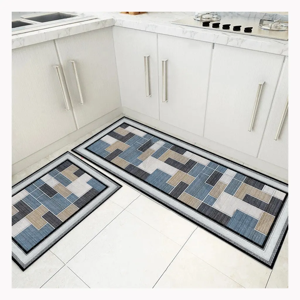 Hot Selling Custom design polyester Kitchen carpet rugs 3d printed kitchen rug set polyester door mats