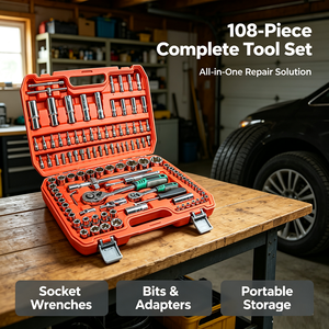 Kit d'outils de réparation automobile 108 pièces, multifonctionnel, avec cliquet 72 dents, douilles de tournevis 1/4 pouce et clés à cliquet 72 dents - Product Image 3